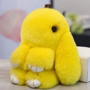Bunny Rabbit Yellow Fury Purse Charm Or Keychain New